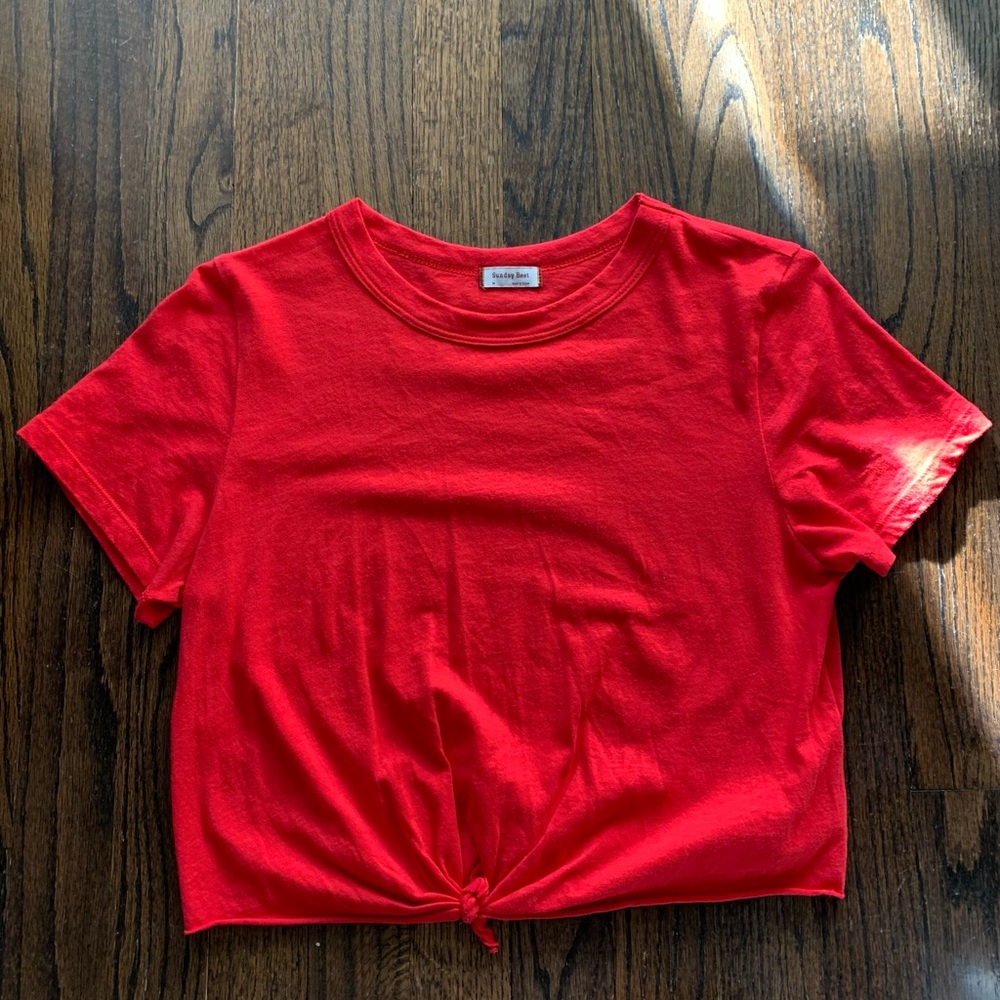 Sunday Best Red Crop Knot Tee
